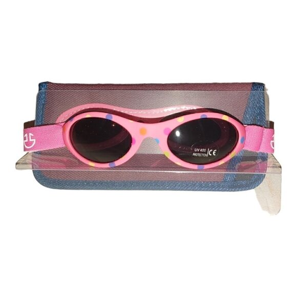 Pink Baby Sunglasses W/Strap For Girls With Purple Case UV400 - Picture 4 of 7